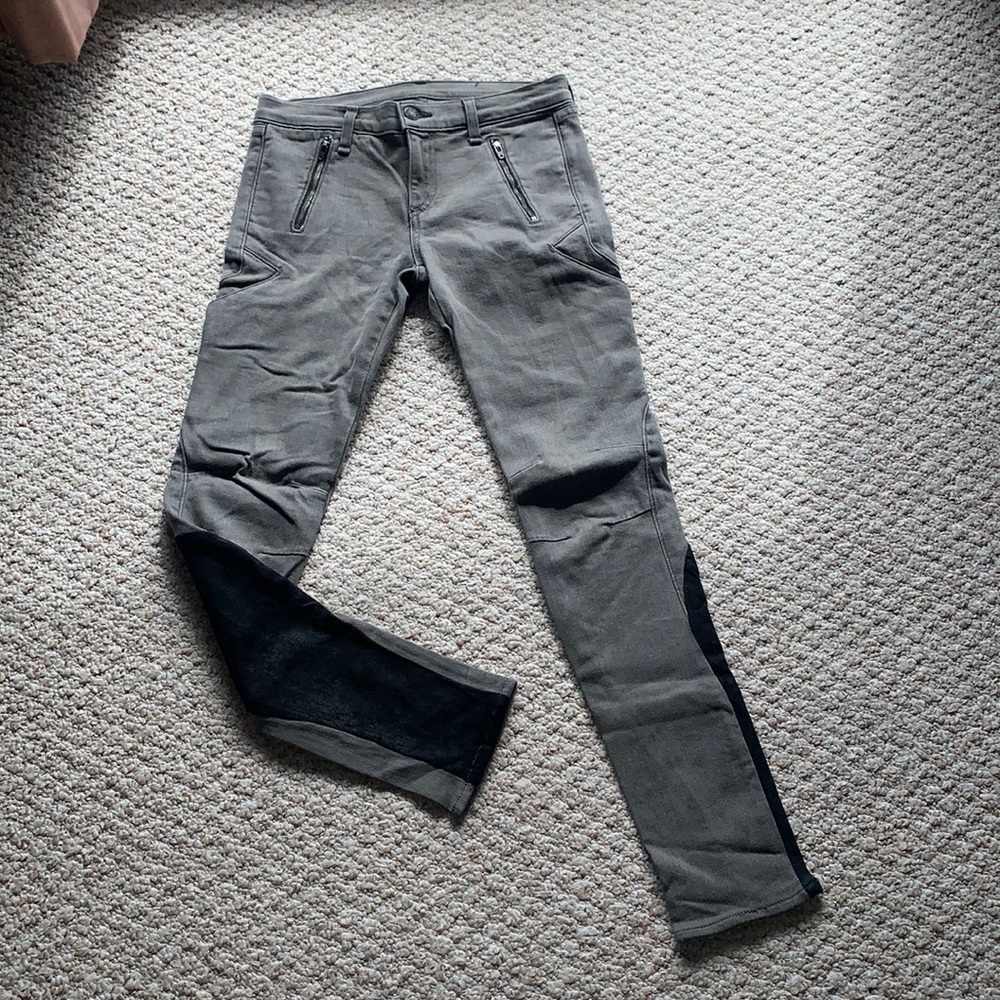Rag & Bone moto jegging suede grey iron color jeans with suede calves